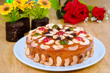fruits cake with mix cashew nut and dried fruit
