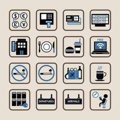 Airport icons set.