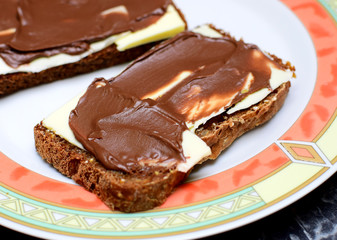 chocolate spread on bread