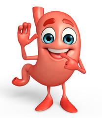 Cartoon Character of stomach with hello pose