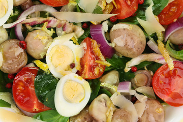 Close up of mushroom salad.