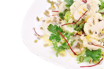 Close up of salad with broccoli.