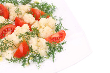 Close up of salad with broccoli.
