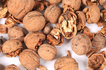 Close up of walnuts. Macro.