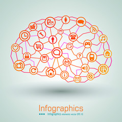 Graph Design Brain, infographics Vector