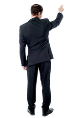 Back view of pointing businessman