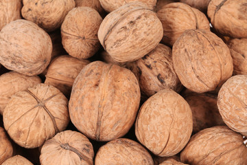 Close up of walnuts. Macro.