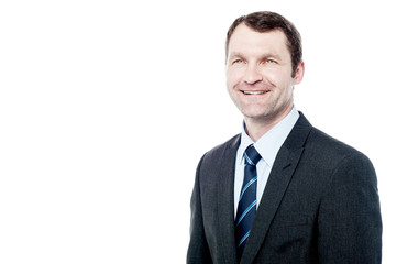 Smiling businessman posing isolated on white