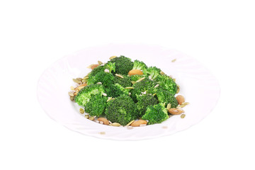 Broccoli salad with nuts.