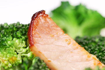 Close up of broccoli salad.