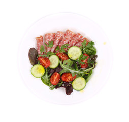 Salad with salami.