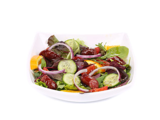 Salad with sausages.