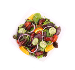 Salad with sausages.