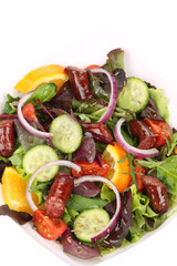 Salad with sausages.