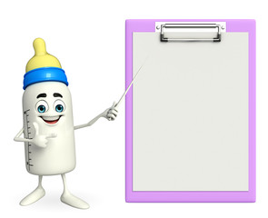 Baby Bottle character with notepad