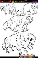 animals set cartoon coloring book