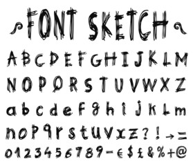 Font, Hand drawn illustration.