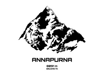 Outline vector illustration of Mt. Annapurna