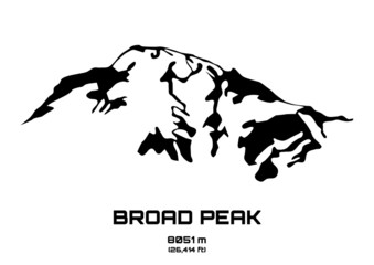 Outline vector illustration of Broad Peak