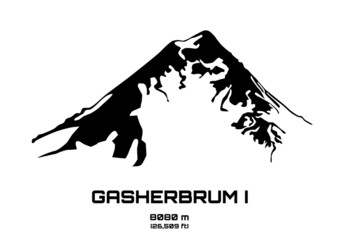 Outline vector illustration of Mt. Gasherbrum I