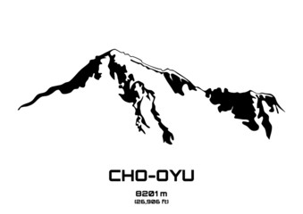 Outline vector illustration of Cho Oyu