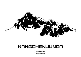 Outline vector illustration of Mt. Kangchenjunga