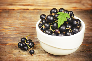 black currants in the white bowl