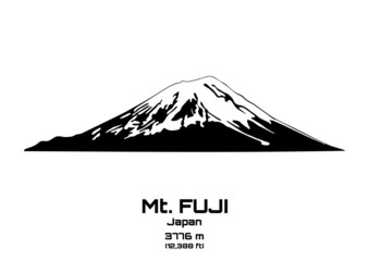 Fototapeta premium Outline vector illustration of Mt. Fuji