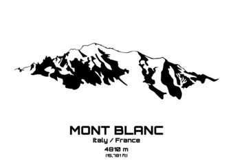 Fototapeta premium Outline vector illustration of Mont Blanc