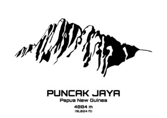 Outline vector illustration of Mt. Puncak Jaya