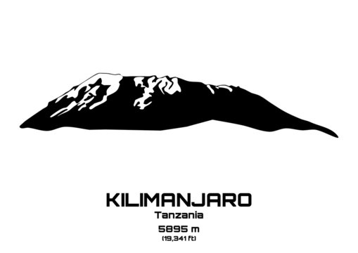 Outline vector illustration of Mt. Kilimanjaro