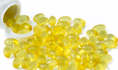 Fish oil capsules with white container