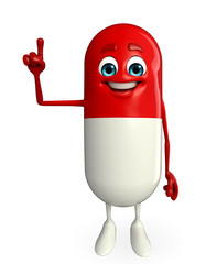 Pill Character is pointing
