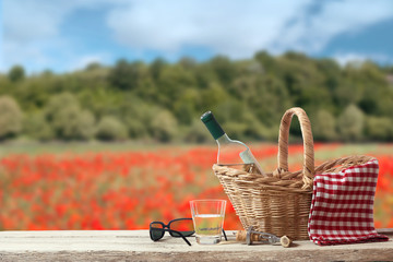 Picnic for one Person in a countryside Landscape