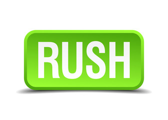 Rush green 3d realistic square isolated button