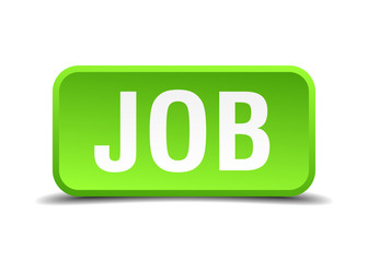Job green 3d realistic square isolated button