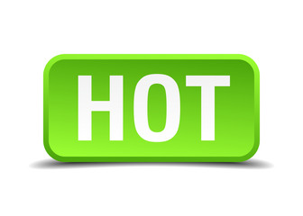 Hot green 3d realistic square isolated button