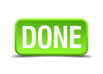 Done green 3d realistic square isolated button