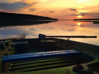 sunset landscape on lake
