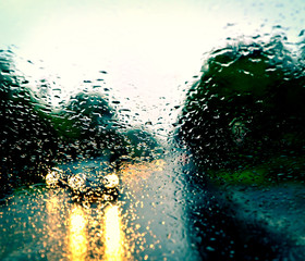 Bad weather driving on a highway