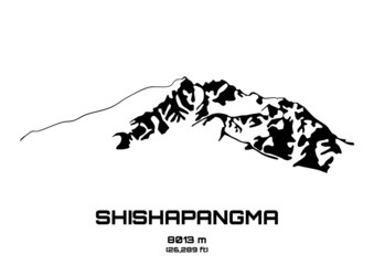 Outline vector illustration of Mt. Shishapangma
