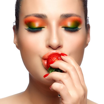 Colorful Makeup. Strawberry