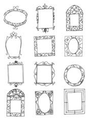 Set of hand drawn picture frames