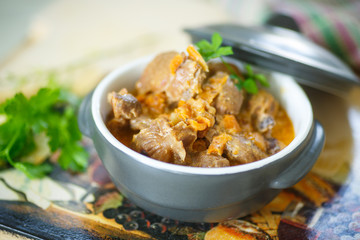 chicken gizzards stewed with vegetables