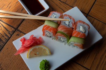 sushi rolls on a plate