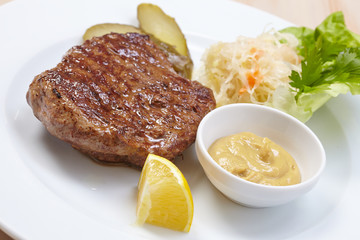 steak with cabbage salad