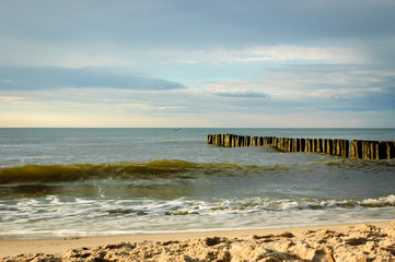 Wave of the sea on the sand beach