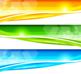 Set of banners with hexagons