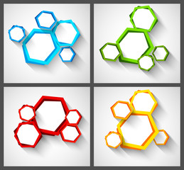 Set of backgrounds with hexagons