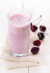 Cherry smoothie in glass